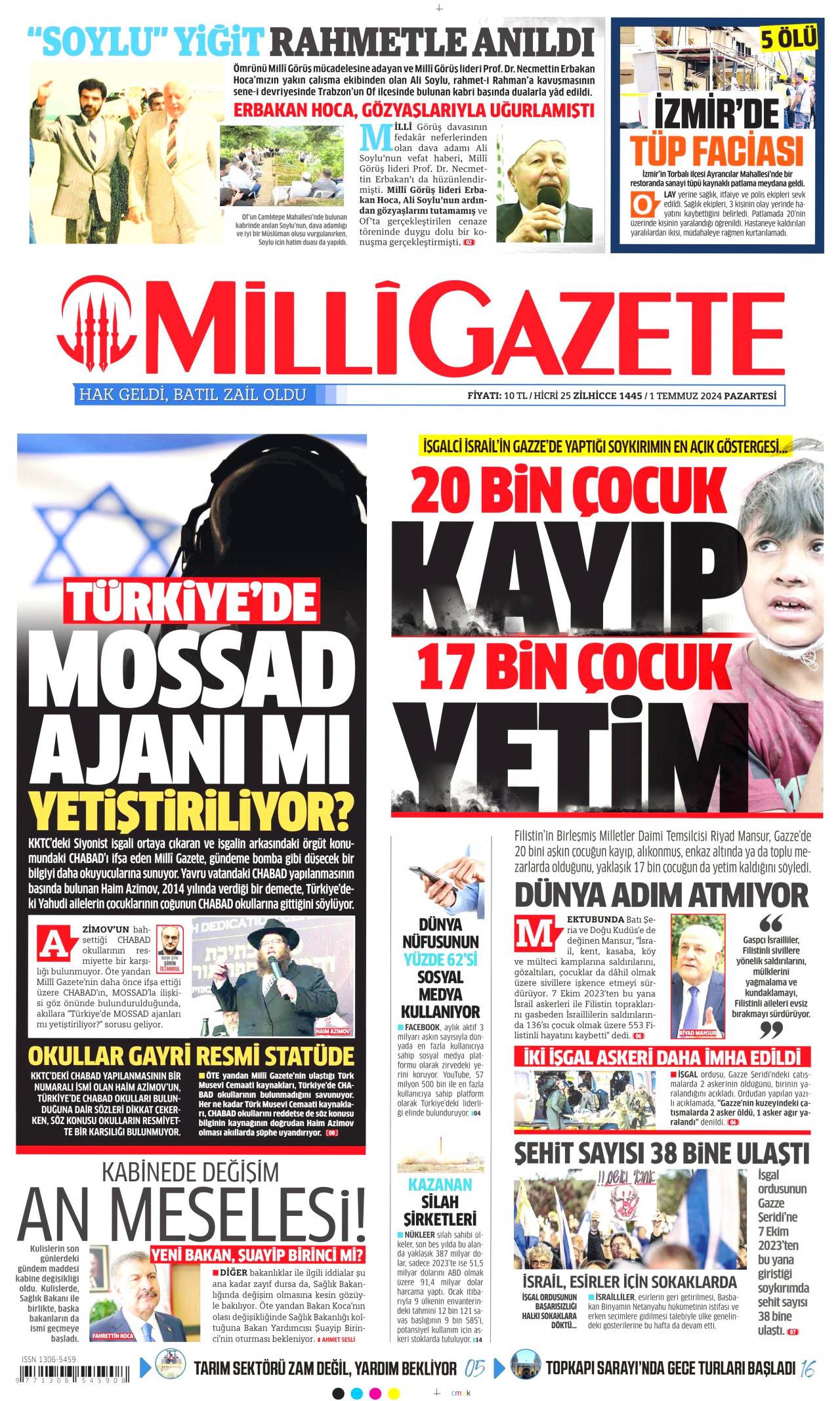 MİLLİ GAZETE 1 Temmuz 2024 Gazete Manşeti Büyük