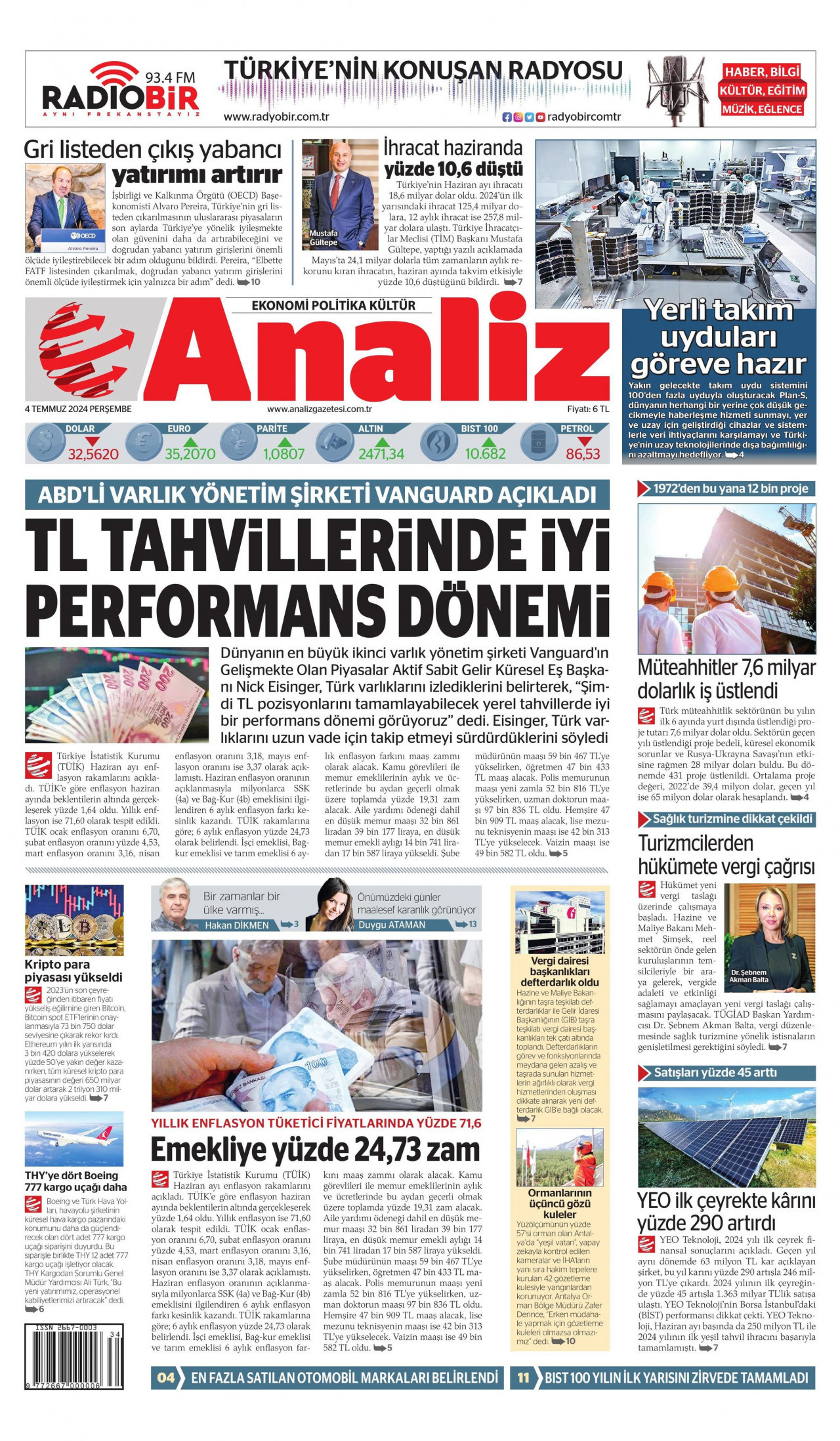 ANALİZ 4 Temmuz 2024 Gazete Manşeti Büyük