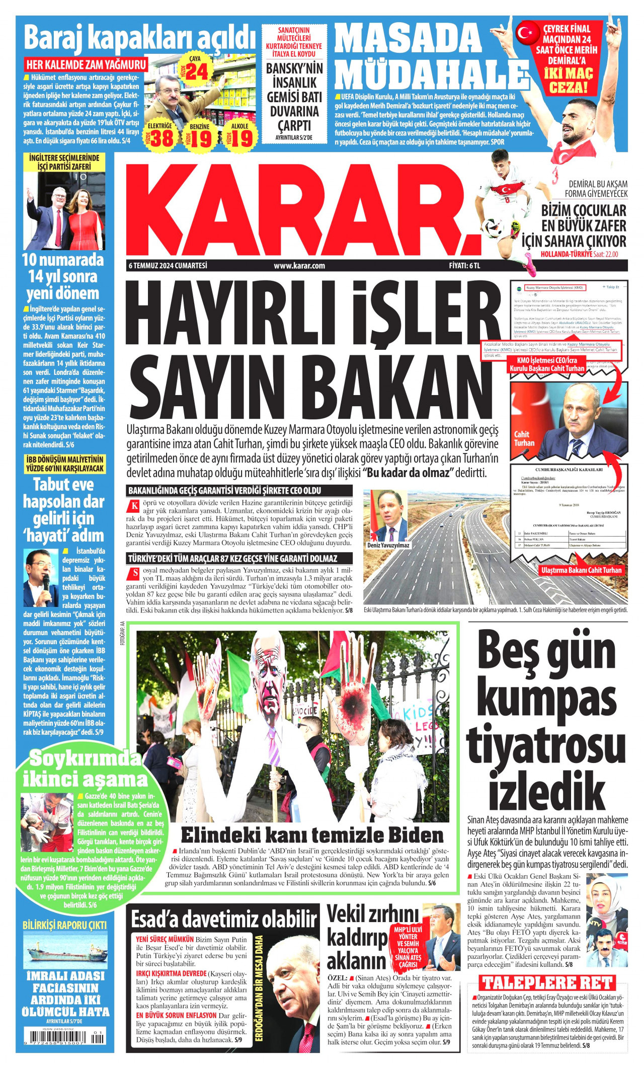 KARAR 6 Temmuz 2024 Gazete Manşeti Büyük