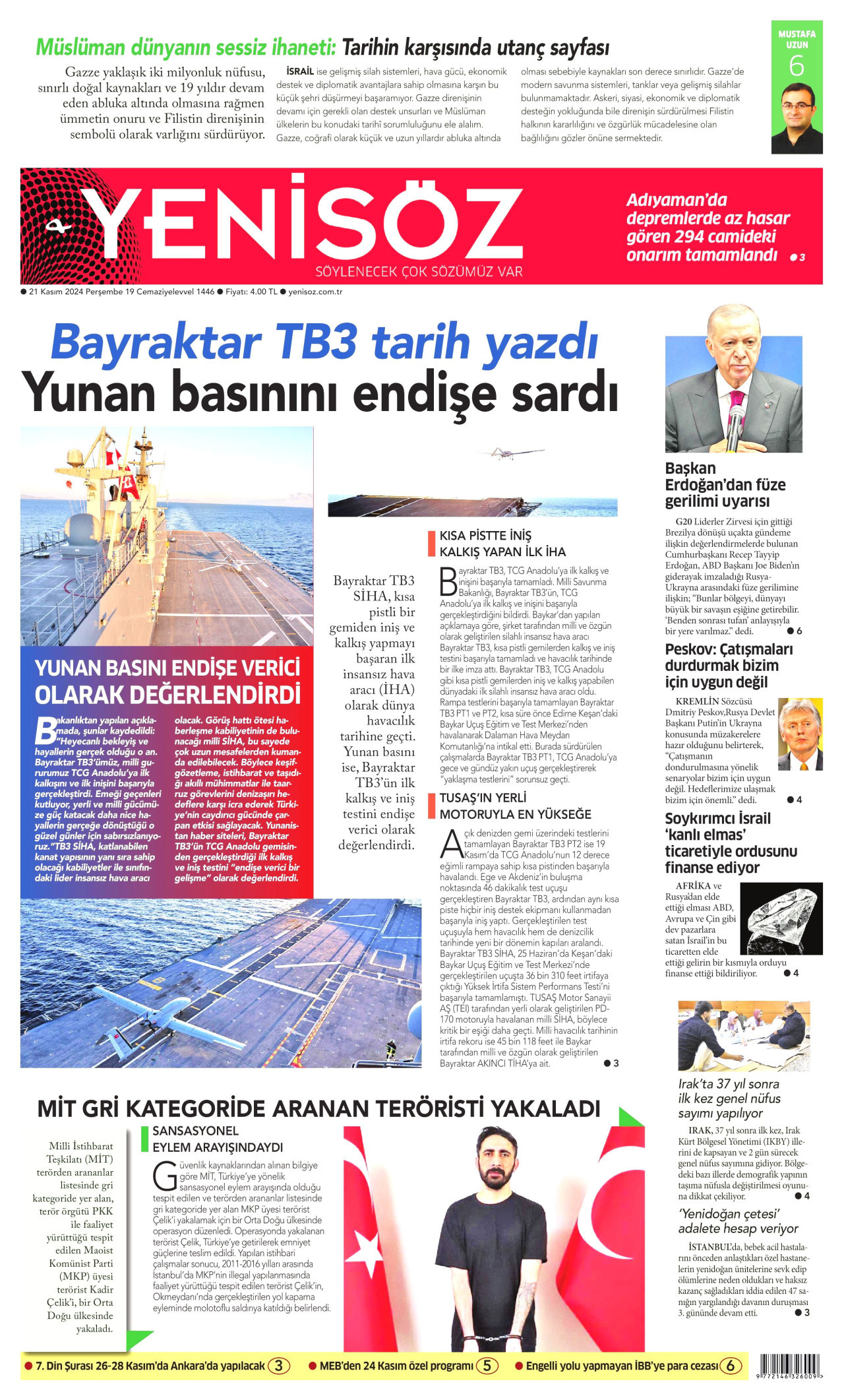 YENİ SÖZ GAZETESİ 21 Kasım 2024 Gazete Manşeti Büyük