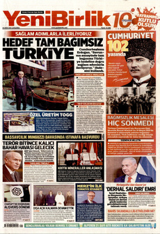 YENİBİRLİK 29 Ekim 2025 Gazete Manşeti Küçük