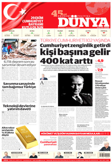 DÜNYA 29 Ekim 2025 Gazete Manşeti Küçük